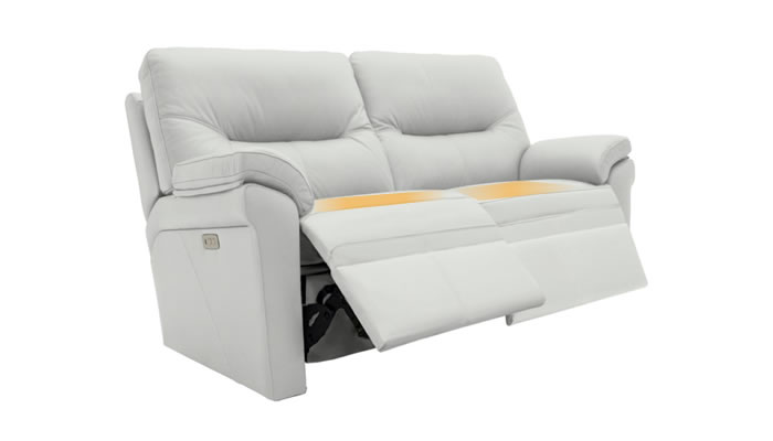 G Plan Seattle Heated Leather 2 Seater Electric Recliner Lumbar Support Capri Chalk